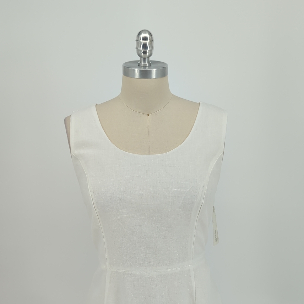 00891 Talbots Embroidered Linen Cotton Dress White size 6 preppy coastalcore - Picture 3 of 6